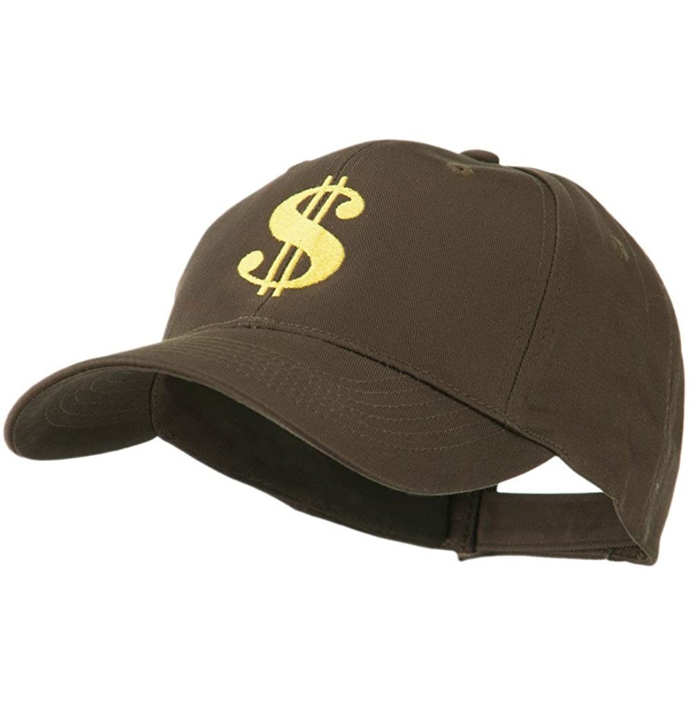 Baseball Caps Dollar Sign Logo Embroidered Cap - Brown - CJ11FGI1T17