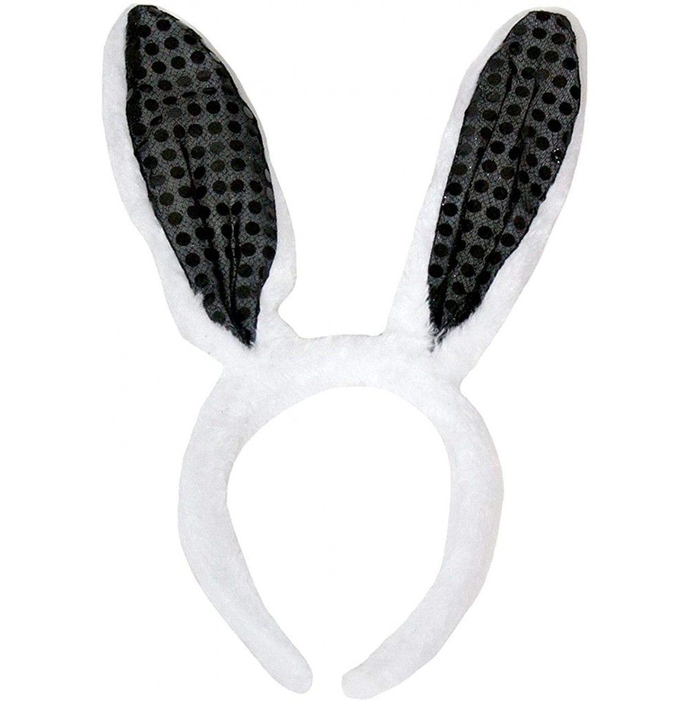 Headbands Sequin Bunny Rabbit Ears Headband - Black - CB18Q5E5I9E