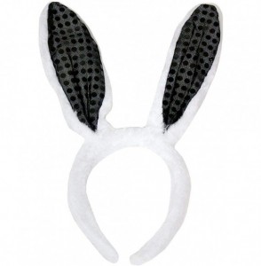 Headbands Sequin Bunny Rabbit Ears Headband - Black - CB18Q5E5I9E