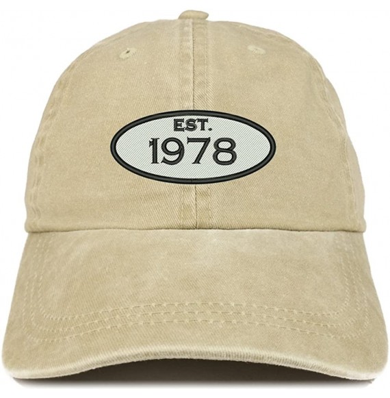 Baseball Caps Established 1978 Embroidered 42nd Birthday Gift Pigment Dyed Washed Cotton Cap - Khaki - CG180N604YL