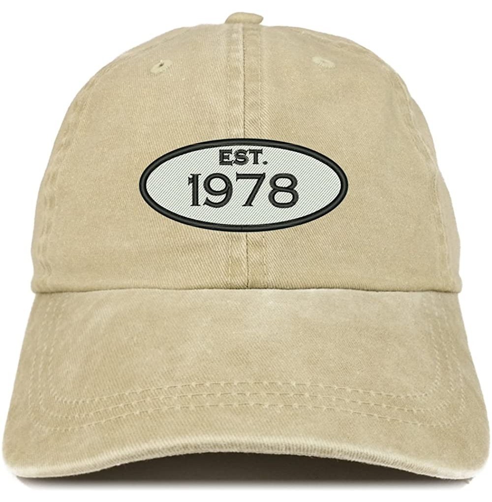 Baseball Caps Established 1978 Embroidered 42nd Birthday Gift Pigment Dyed Washed Cotton Cap - Khaki - CG180N604YL