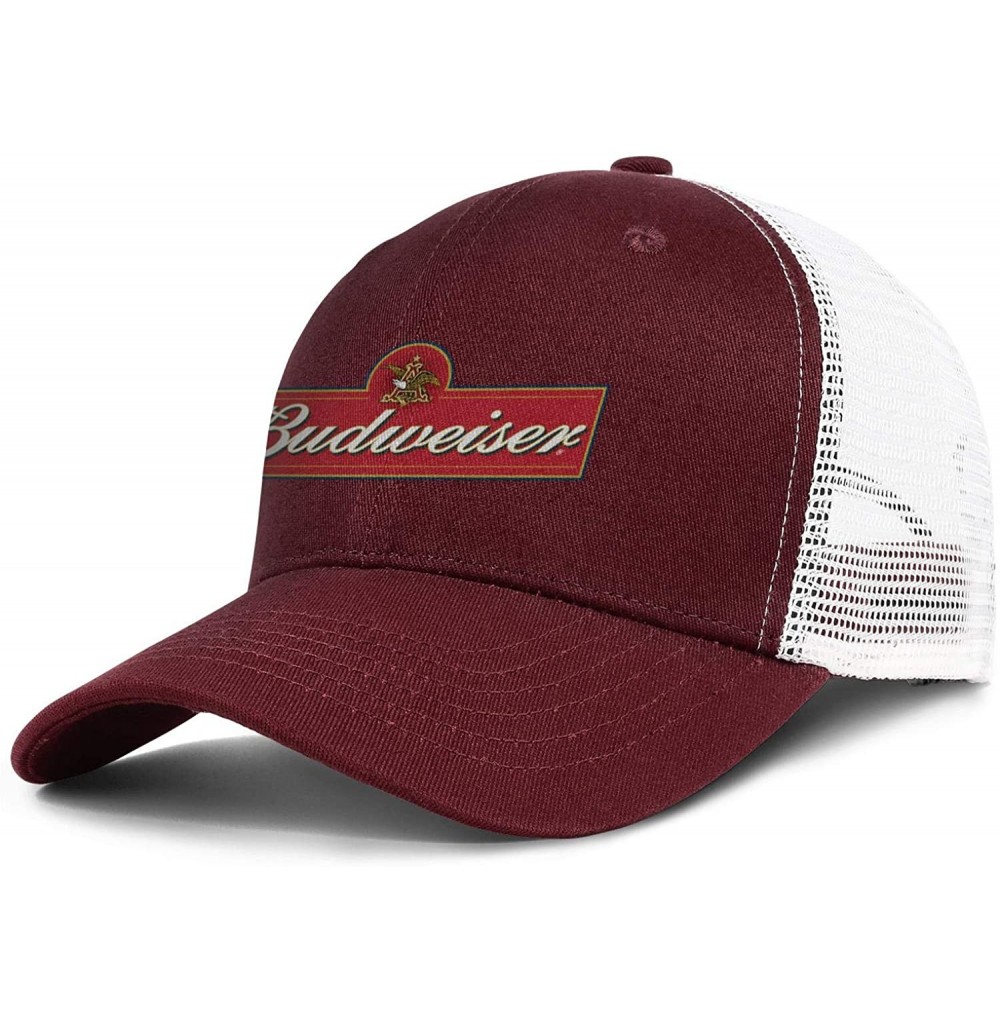 Baseball Caps Budweiser-Logos- Woman Man Baseball Caps Cotton Trucker Hats Visor Hats - Burgundy-15 - CN18WHQSQT9