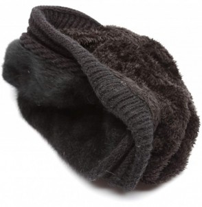 Newsboy Caps Newsboy Caps Faux Angora Winter Hat Crochet with Warm Fleece Lined Snow for Lady - Black - CT18M8MMNCR