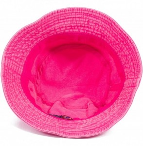 Bucket Hats Plain Solid Color Safari Sun Bucket Fishermen Fisherman Washed Cotton Hat - Pink - Washed Hot Pink - C217YK6YDI4