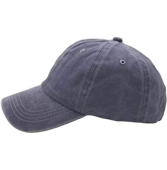 Baseball Caps Women's Ponytail Distressed Baseball Hat Cotton Washed - Grey - CF18HYSLAEE