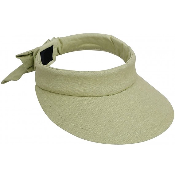 Visors Women's Packable Wide Brim SPF 50+ UV Protection Sun Visor Hat w/Bow - Lime - CK18CA8W039