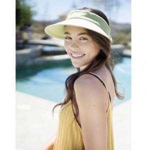 Visors Women's Packable Wide Brim SPF 50+ UV Protection Sun Visor Hat w/Bow - Lime - CK18CA8W039