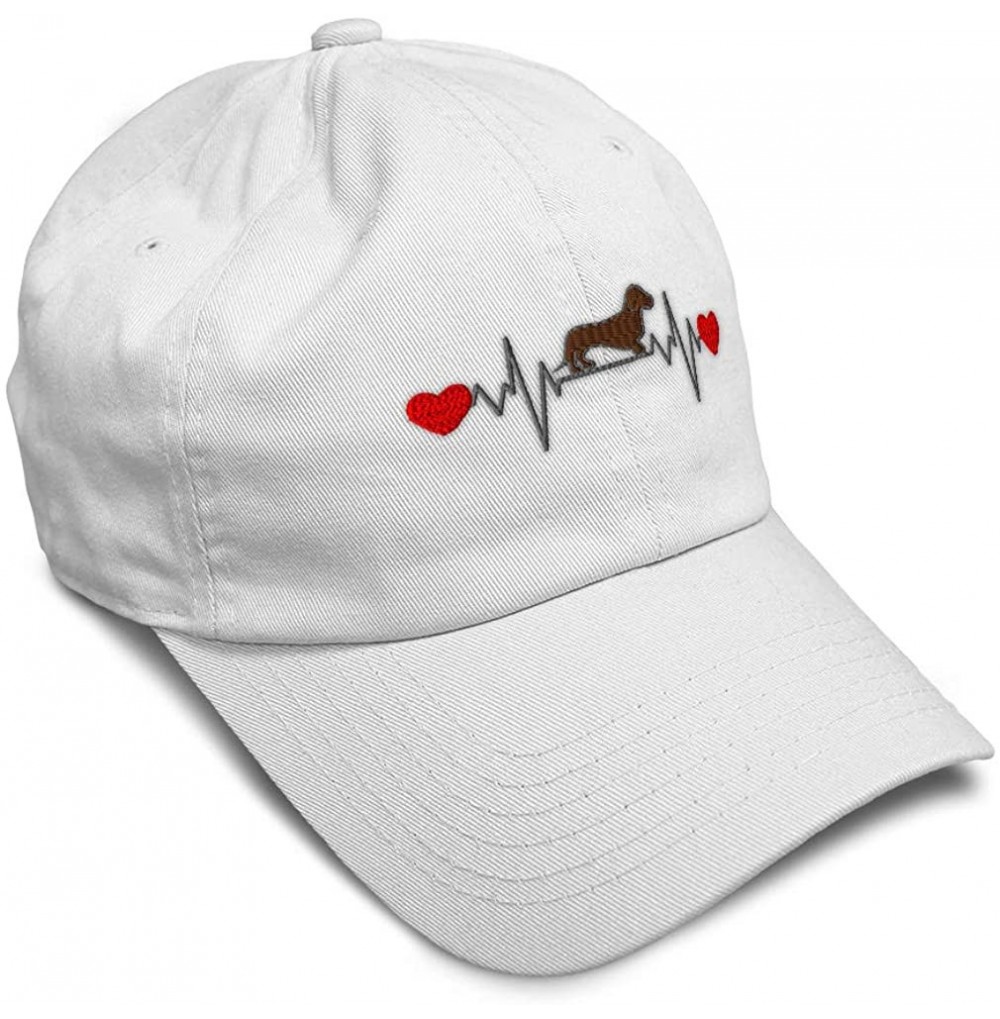 Baseball Caps Soft Baseball Cap Dog Dachshund Lifeline B Embroidery Dad Hats for Men & Women - White - CZ18TK0O6SM