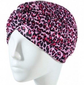 Sun Hats Shiny Turban Hat Headwraps Twist Pleated Hair Wrap Stretch Turban - Pink Leopard - C8199IHNM9C