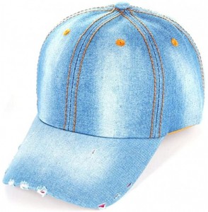 Baseball Caps Denim Baseball Caps Vintage Style Plain Caps Adjustable Strap Baseball Hat - 3c - CR183LIIQIT