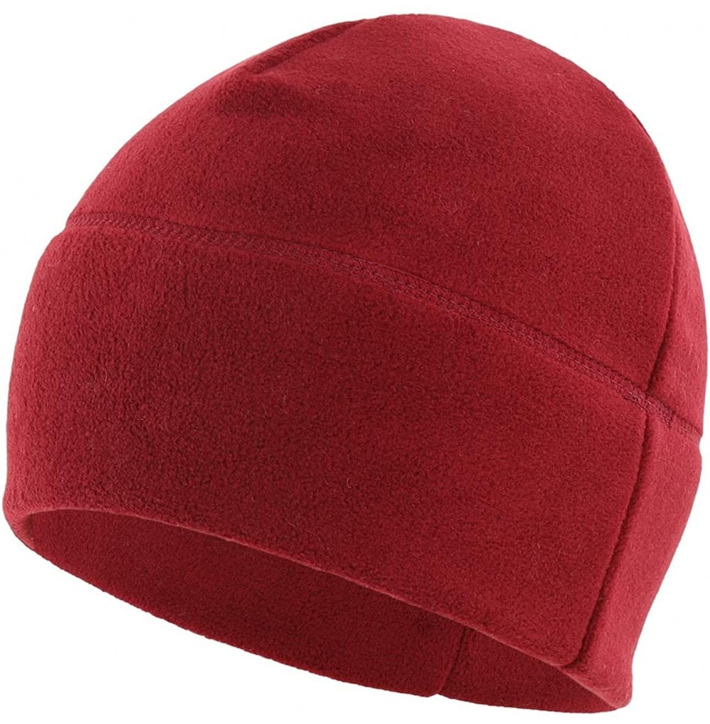 Skullies & Beanies Mens Winter Hat Fleece Beanie Warm Skull Cap Watch Cap - Wine Red - CB18ZANAC84