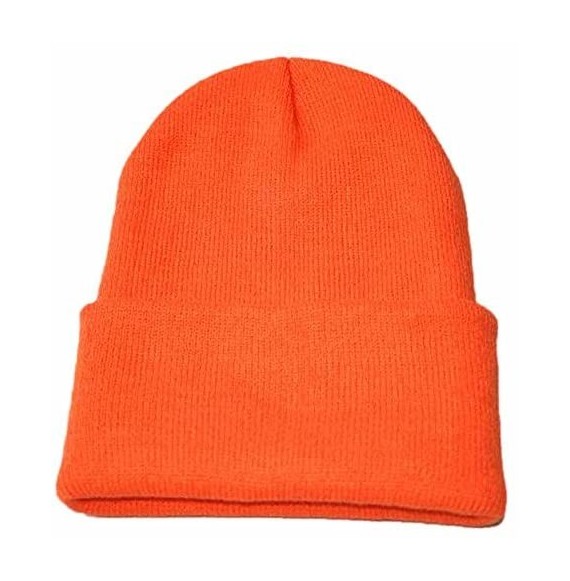 Skullies & Beanies Unisex Slouchy Knitting Beanie Hip Hop Cap Warm Winter Ski Hat - Orange - CO18HYX7984