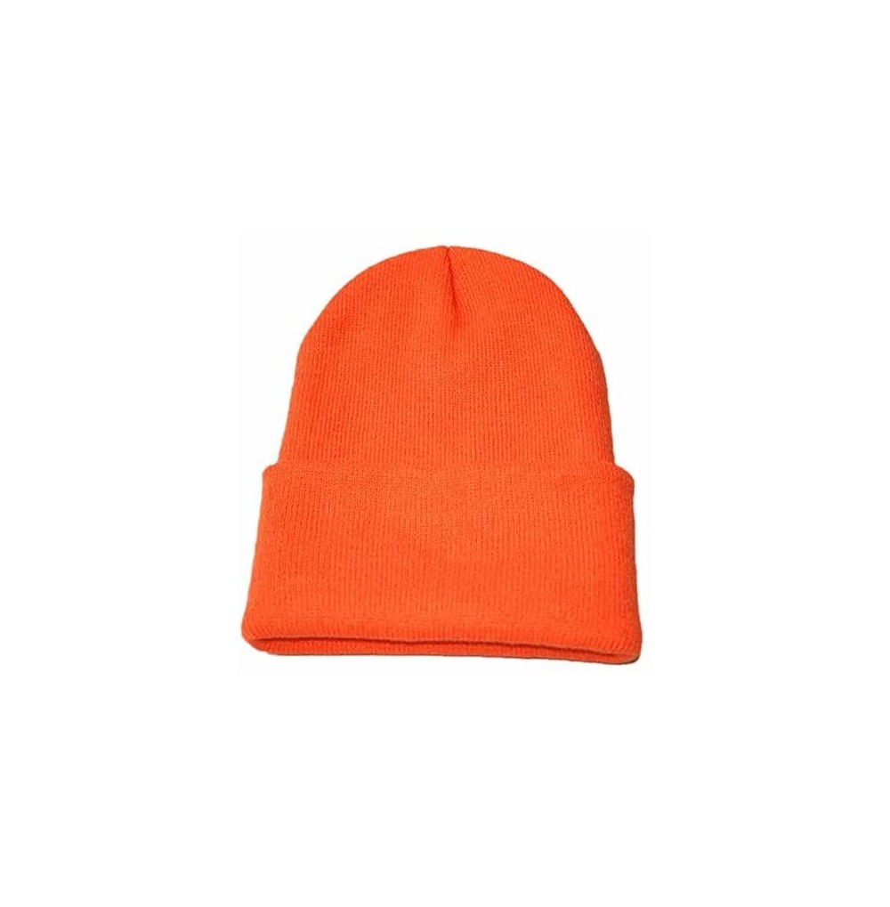 Skullies & Beanies Unisex Slouchy Knitting Beanie Hip Hop Cap Warm Winter Ski Hat - Orange - CO18HYX7984