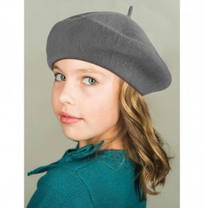 Berets Beret Hat French Beanie Cap Artist Wool Hat for Children Kids Girls - Brown- Grey and Black - CE18W39D2ZL
