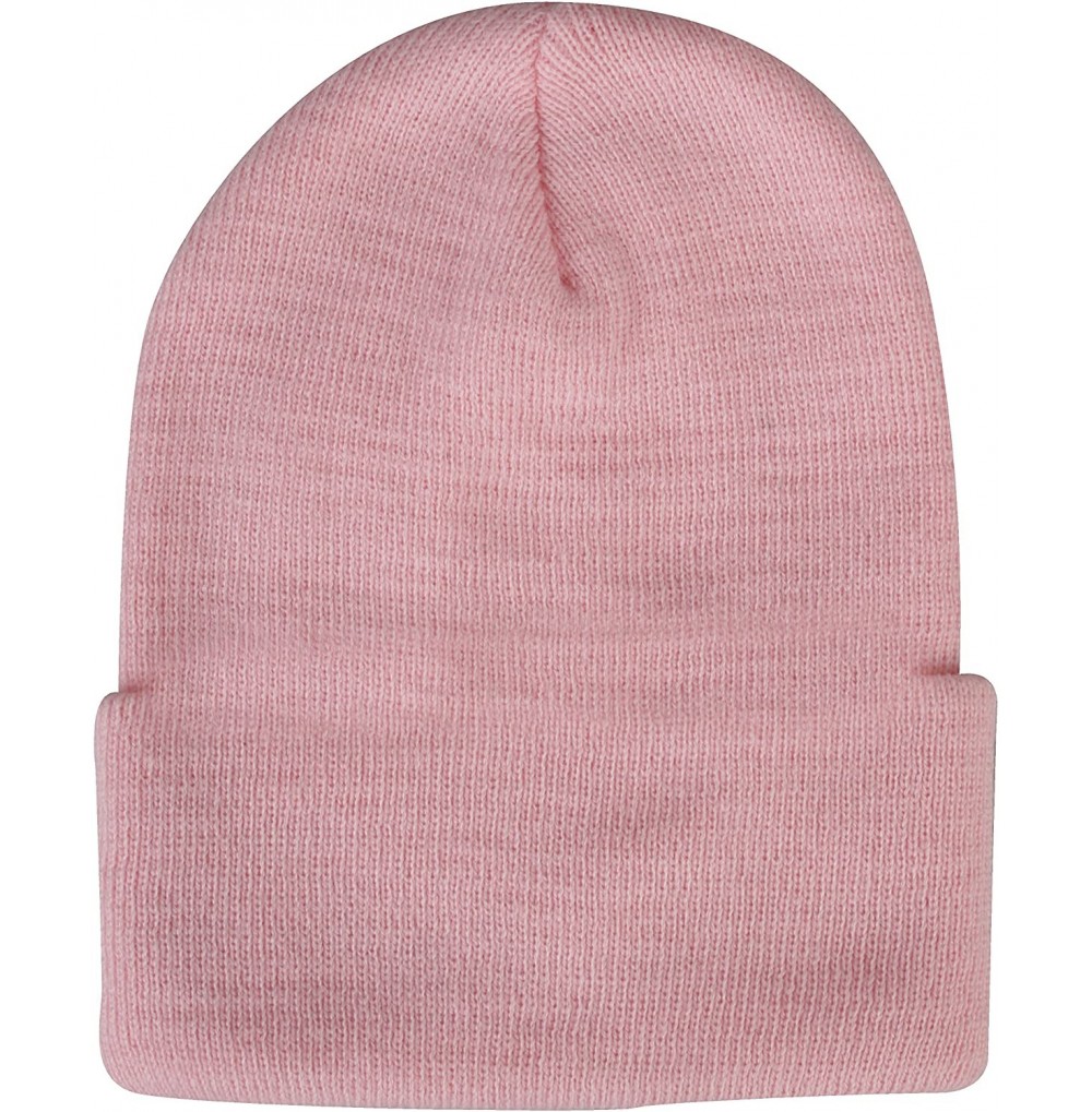 Baseball Caps Knit Watch Cap with Cuff - Pink - C6114XY2R5R