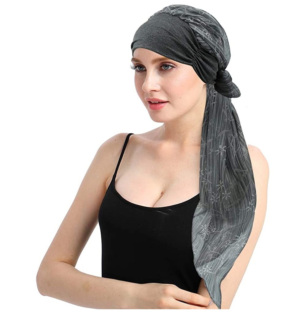 Skullies & Beanies Chemo Headwear Headwrap Scarf Cancer Caps Gifts for Hair Loss Women - Gray Health - CV18CHY9E50