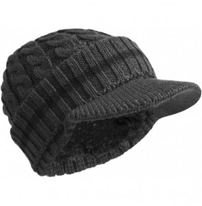 Newsboy Caps Retro Newsboy Knitted Hat with Visor Bill Winter Warm Hat for Men - Grey-1 - C418LGNTKRK