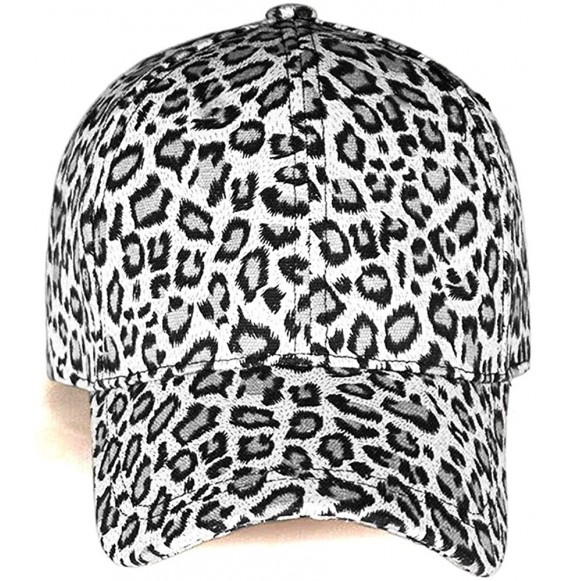 Baseball Caps Unisex Classic Cotton Leopard Baseball Cap Women Dad Hat Adjustable Plain Caps - Grey - CO189R42C4H