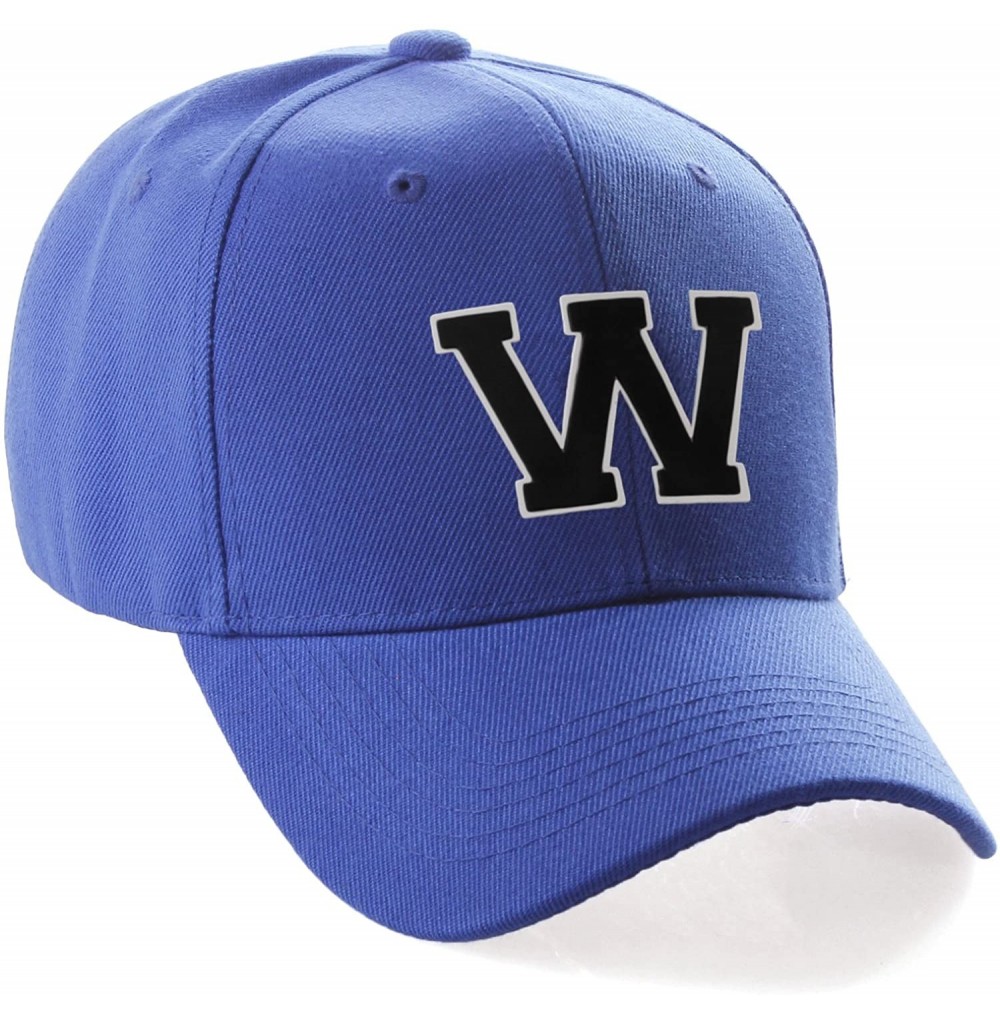 Baseball Caps Classic Baseball Hat Custom A to Z Initial Team Letter- Blue Cap White Black - Letter W - CL18IDWSKOI