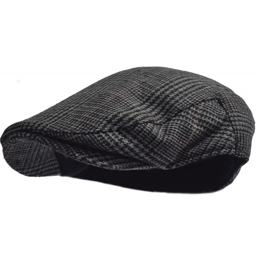Newsboy Caps Men's Herringbone Wool Tweed Newsboy IVY Cabbie Driving Hat - Dark Grey - CU12NTGETV7