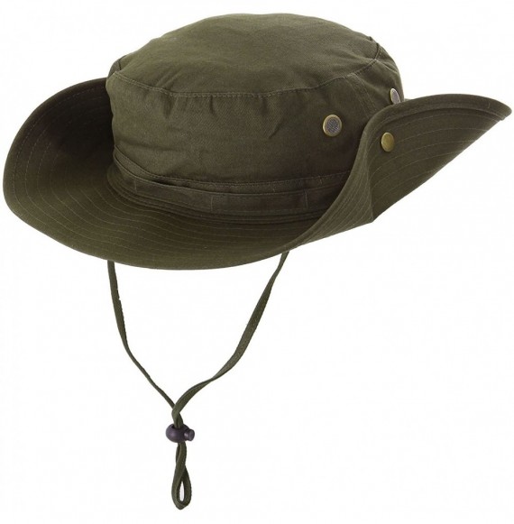 Sun Hats Men/Women 100% Cotton UV Ray Protection Safari Sun Hat - Olive - CU12DPU1NX1