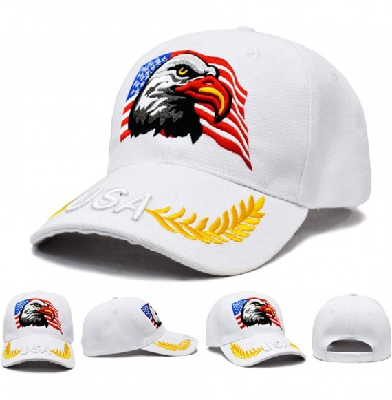 Baseball Caps Men USA Patriotic American Eagle Hat Baseball Cap Embroidery 3D Red - White - C418NZYY9GG