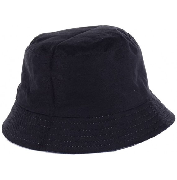Bucket Hats Packable Reversible Black Printed Fisherman Bucket Sun Hat- Many Patterns - Daisy Mint - CN12DAEA75Z