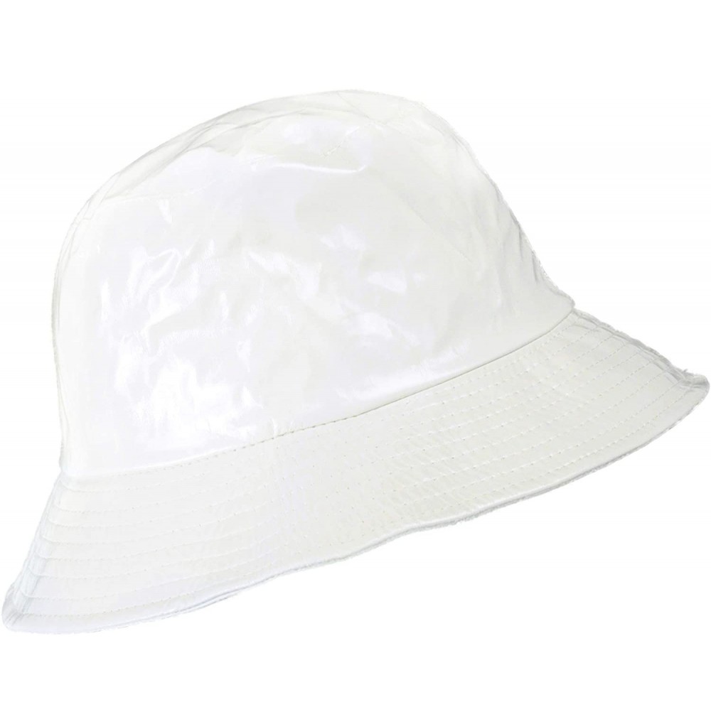 Rain Hats Waterproof Wax Style Bucket Rain Hat - 13-white - CO12H1F9DJ7