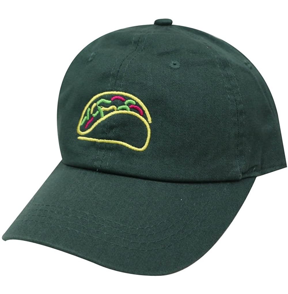 Baseball Caps Taco Emoji Cotton Baseball Cap Dad Hats - Neon Sign Hunter Green - CM185DQE5T4