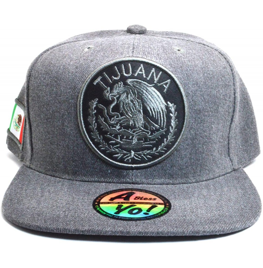 Baseball Caps Mexican hat Mexico Flag Charcoal Grey Snapback Baseball Cap Flat AYO6050 - Tijuana - C618KHMIR9A