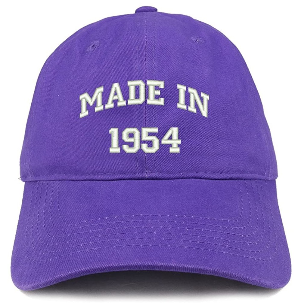 Baseball Caps Made in 1954 Text Embroidered 66th Birthday Brushed Cotton Cap - Purple - CK18C9Y5KL8