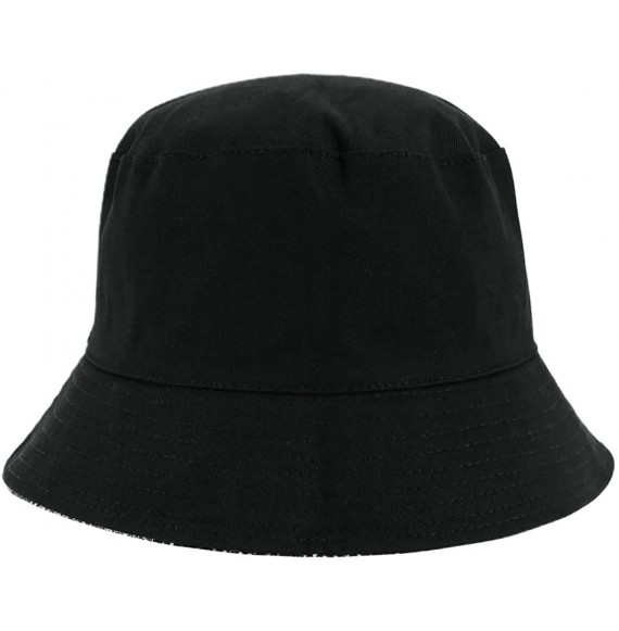 Bucket Hats Reversible Cotton Bucket Hat Multicolored Fisherman Cap Packable Sun Hat - Black Snakeskin - CI193MSTHKC