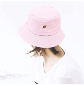 Sun Hats Fashion Fruit Bucket Hat for Women Trendy Strawberry Painted Foldable Summer Cotton Fisherman Sun Caps - CR18QIZ0L7D