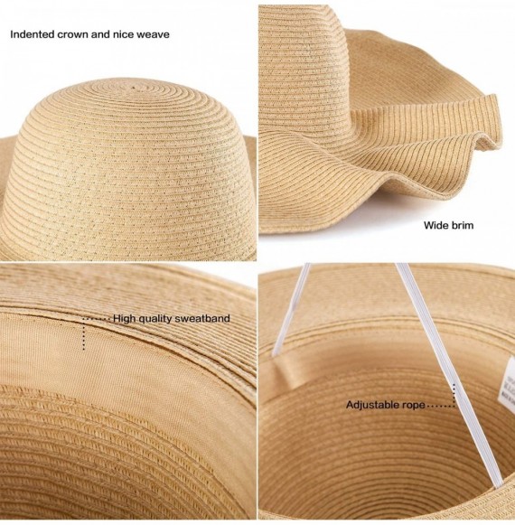 Sun Hats Women's Sun Hat Wide Brim Floppy Straw Packable Roll Up UPF50+ Ladies Beach Hat Chin Strap Pack of 3 - Pack of 3 - C...