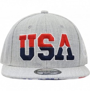 Baseball Caps Unisex Soft Heather Grey 3D USA Embroidered Snapback Cap Hat - Grey - CE12E4OD77H