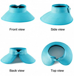 Sun Hats Foldable Sun Visors for Women - Beach Hat Wide Brim Sun Hat Roll-Up Straw Hat - CQ18UIQ8DE7