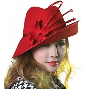 Fedoras Women Hats Winter Fedoras Fashion Style Elegant Wool Hat - Red - CI126K111AB