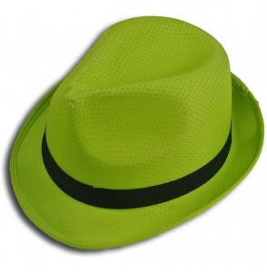 Sun Hats Fedora Hat Fashion Unisex Trilby Cap Summer Beach Sun Straw Panama - Lime - C711KYTFOO1