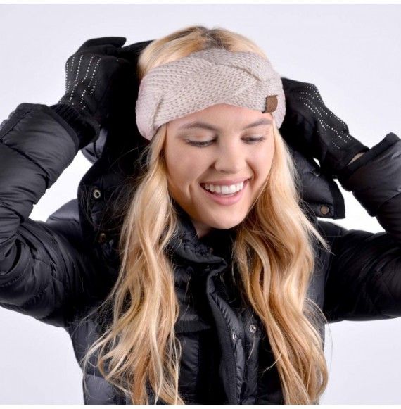 Cold Weather Headbands Winter Ear Bands for Women - Knit & Fleece Lined Head Band Styles - Off White - C518A907OOE