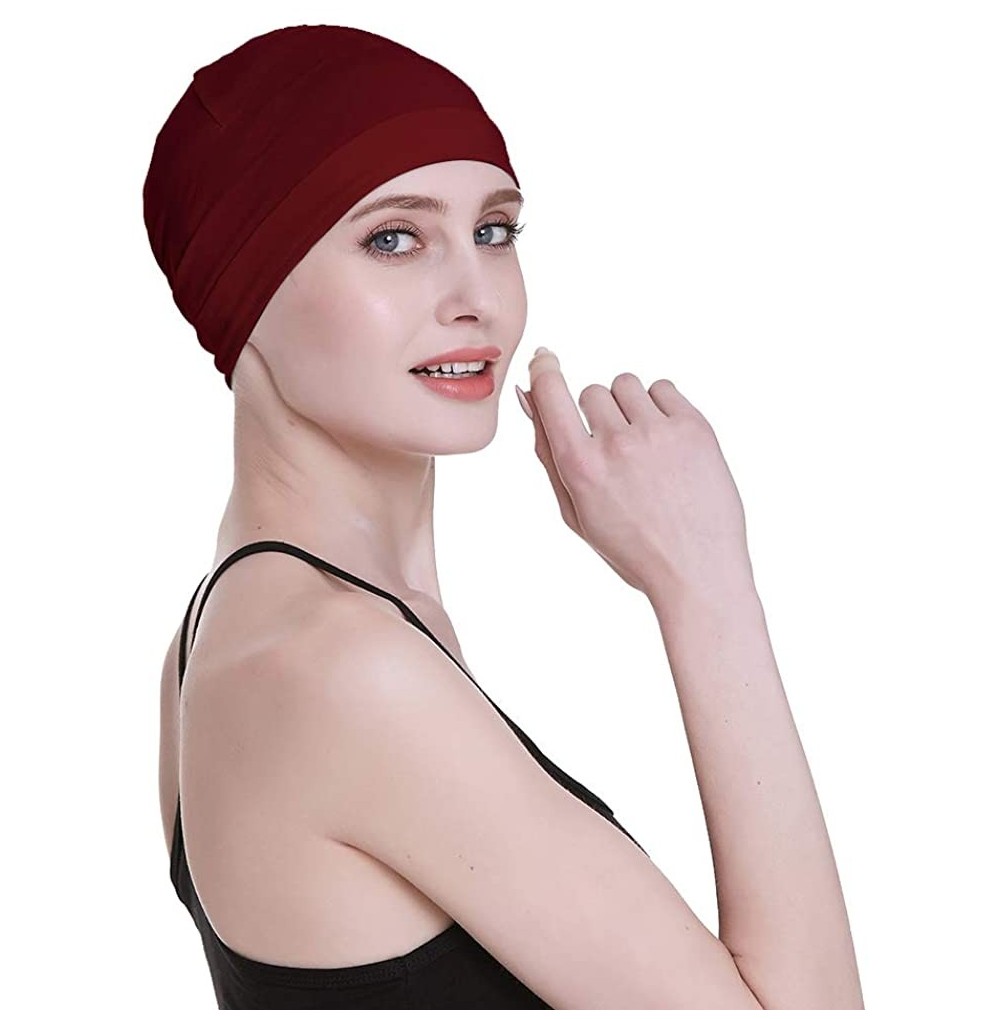 Skullies & Beanies Bamboo Sleep Cap for Hair Loss Home Head Cover for Chemo Women Bike Hard Hat Helmet Liner Cotton Beanie - ...