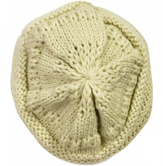 Skullies & Beanies Winter Thick Knit Beanie Slouchy Beanie for Men & Women - Beige - CK11VHKK2ZR