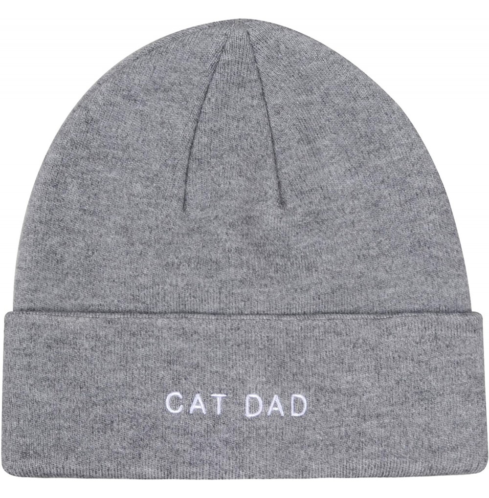 Skullies & Beanies Cat Dad Embroidery Knit Beanie Toque - Grey - CB18A9DLUAT