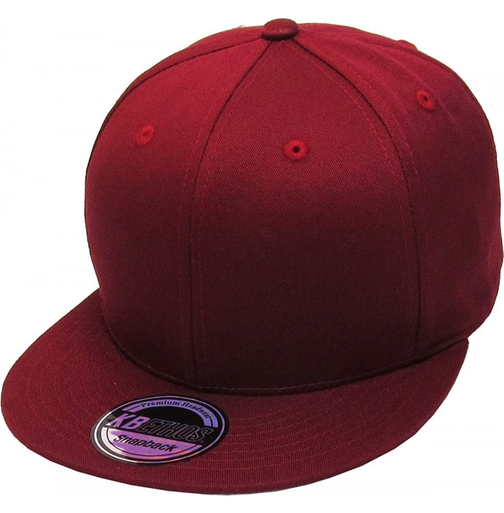 Baseball Caps Classic Snapback Hat Blank Cap - Cotton & Wool Blend Flat Visor - (3.2) Burgundy - CR12B03JGHP