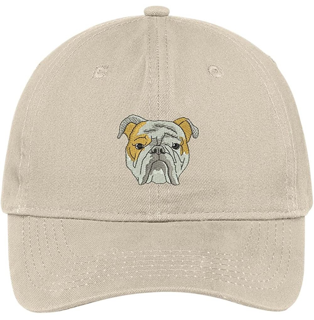 Baseball Caps English Bulldog Head Embroidered Low Profile Soft Cotton Brushed Cap - Stone - CF12NVEUH02