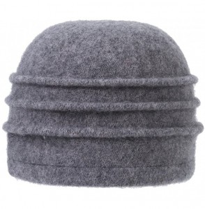 Bucket Hats Women's Winter Warm Wool Cloche Bucket Hat Slouch Wrinkled Beanie Cap with Flower - Grey - CL186AMGDNL
