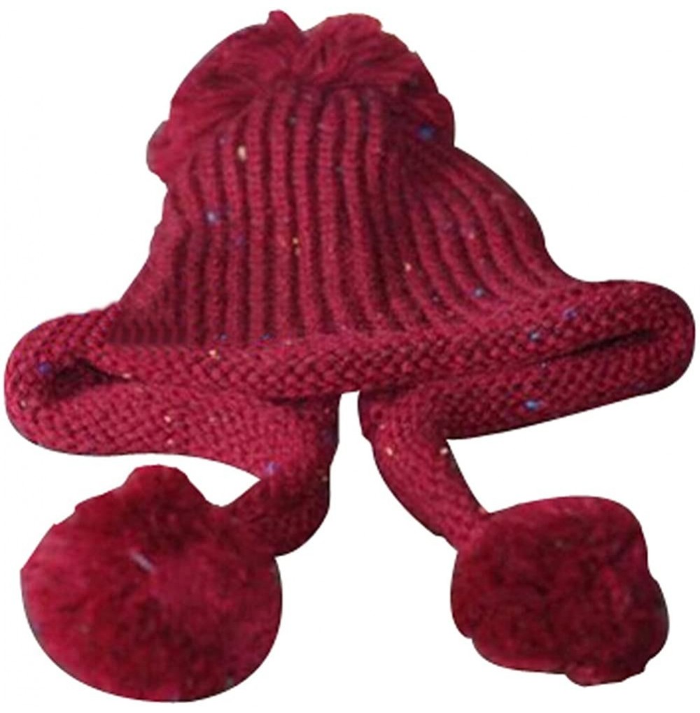 Skullies & Beanies Women Winter Oversized Crochet Knit Ski Baggy Warm Bobble Beanie Ball Hat Cap (Wine Red) - CM11S4Y4E7L