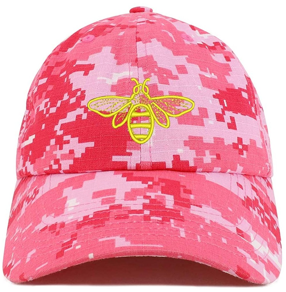 Baseball Caps Bee Embroidered Brushed Cotton Dad Hat Cap - Pink Digital Camo - C718TRC6IC2