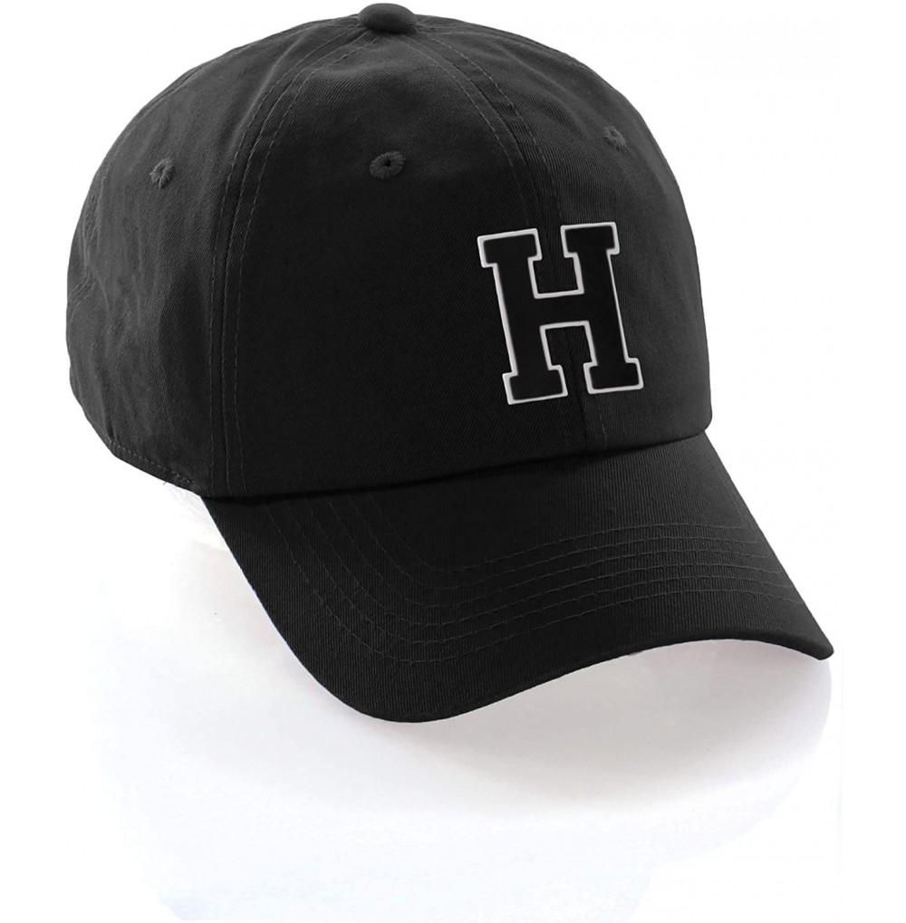 Baseball Caps Custom Hat A to Z Initial Letters Classic Baseball Cap- Black Hat White Black - Letter H - CY18NDNQY3O