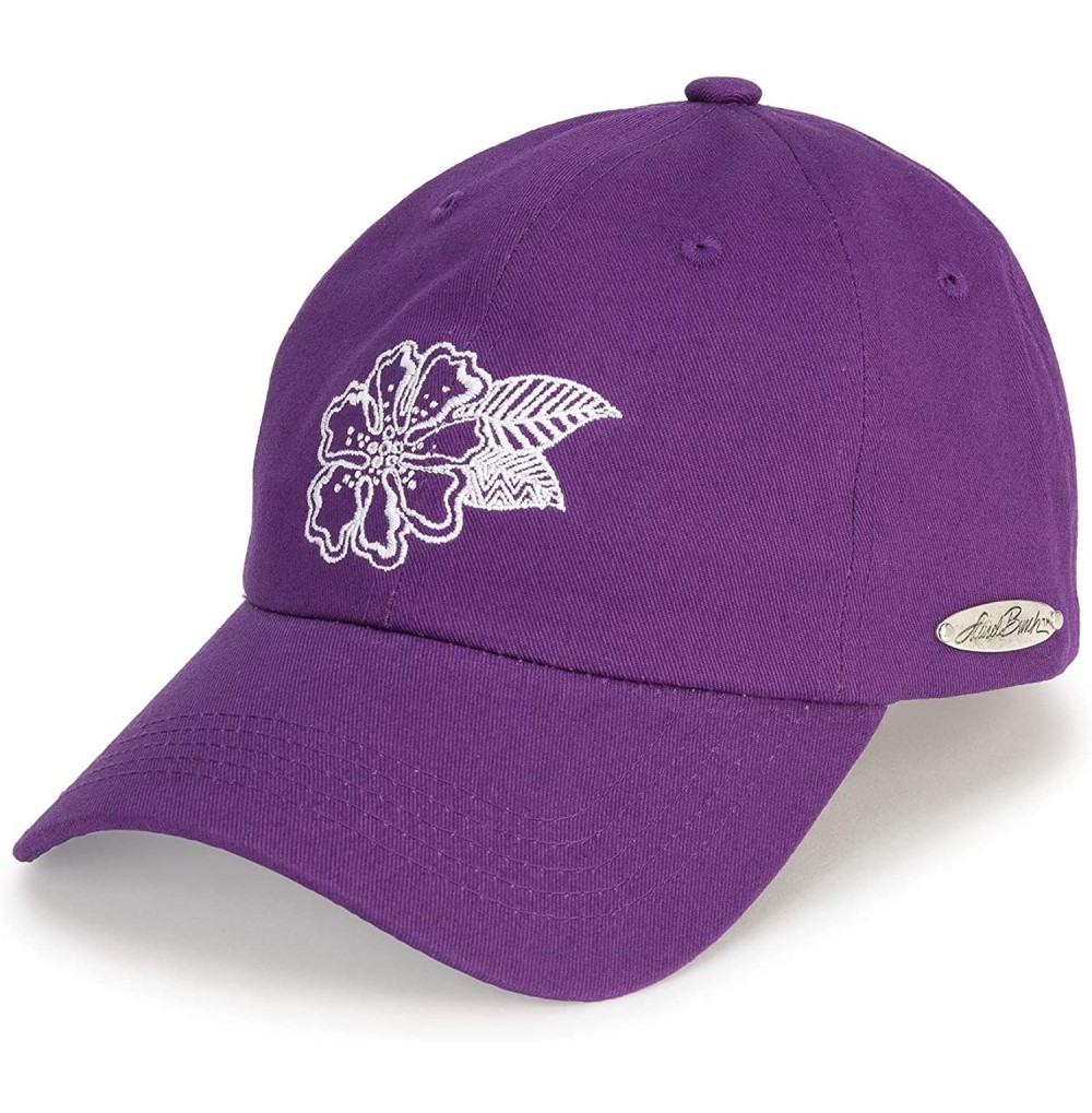 Baseball Caps Embroidered Baseball Hat - White Flower Purple - CL18OCS62A8