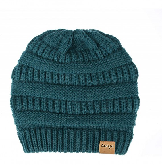 Skullies & Beanies Winter Cable Knit Beanie Hat and Infinity Scarf Set-Men&Women Warm Skull Cap - Teal Blue - C018K52SC6E